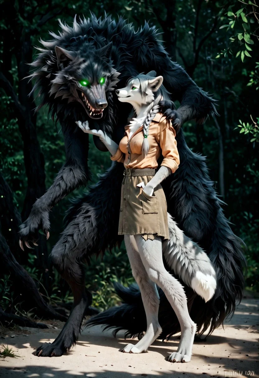 score_9, score_8_up, score_7_up, score_6_up, score_5_up,
Realistic, female anthro with green eyes, detailed fur, gray fur, highly detailed, fur across entire body, detailed anthro face, braided gray hair, gray twin braids, closeup, fluffy arms, furry hands, fluffy tail, fluffy legs, fluffy stomach, fluffy chest, female anthro, fur, furry, green eyes, pupils, medium breasts, female anthro grey wolf, tall female, ((fluffy body)), digigrade, th3d4rk, darkness, shadow, ng_deepnegative_v1_75t, th3d4rk, darkness, shadow