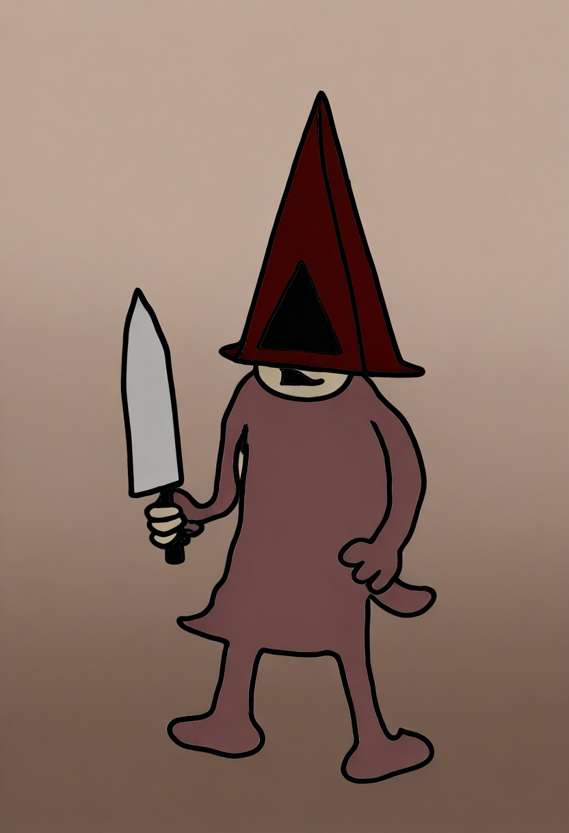 masterpiece,  very aesthetic, sbhj, bad quality, worst quality, worst detail, 1boy, bara, Pyramid Head (Silent Hill), holding absurdly large knife