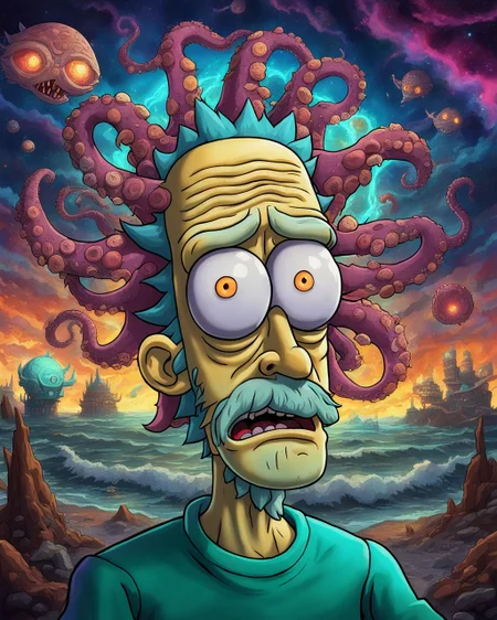 Rick Sanchez but the old gods are rising <lora:Old_gods_rising_SDXL:0.8>