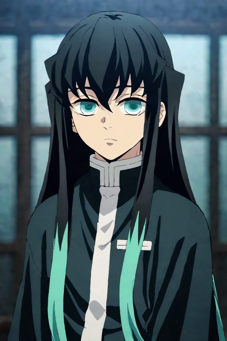 score_9, score_8_up, score_7_up, score_6_up, score_5_up, score_4_up, BREAK source_anime, anime screencap, , official style, looking at viewer, , depth of field, 1boy, solo, male focus, <lora:muichirou_tokitou_pony:0.84>, muichirou_tokitou, black hair, aqua eyes, long hair, bangs, aqua hair, multicolored hair, hair between eyes, sidelocks, two-tone hair, , , , new wave science fiction, , <lora:sdxl_lightning_8step_lora:1>