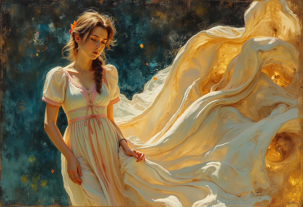 detailed photorealistic image,aer1th, (Aerith Gainsborough in flowing dress), (oil painting) , (Art Nouveau), (by Gustav Klimt), (by Egon Schiele), (by Oskar Kokoschka), (by Alphonse Mucha), (watercolor), close-up, (oil painting), in (ukiyo-e art style:0.3), (by Edgar Degas:1.1), (by Pierre-Auguste Renoir:0.7), (by Claude Monet), (by Vincent Van Gough:1.2), (by J M W Turner:1.2)
,  directional lighting, masterpiece, perfect composition, perfect hands  <lora:ARTifacts:0.8>