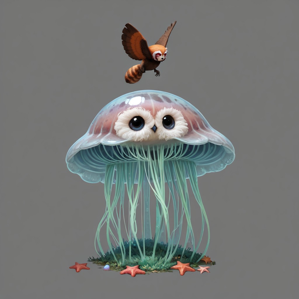 score_9, score_8_up, score_7_up,
p0k3m0n, pokemon, pokemon (creature), no humans, transparent background, simple background, full body, solo, standing,
(owl:1.1), (jellyfish:1.2), (Hummingbird:1.2), (starfish:1.2), (butterfly:1.1), (red panda:1.1),
simple background, grey background,