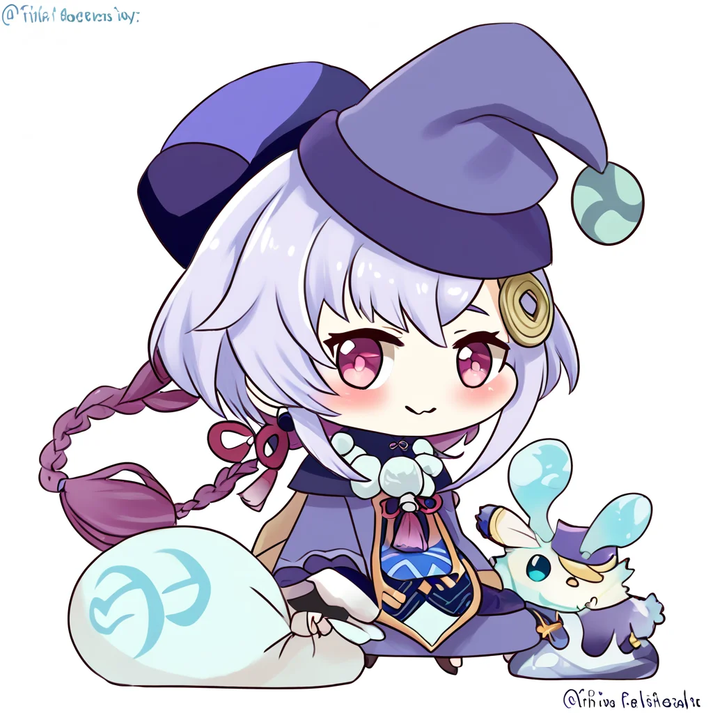 score_9, score_8_up, score_8, ,,, zzPadoru, qiqi_(genshin_impact) , 1girl, blush, simple background, hair ornament, long sleeves, white background, dress, holding, closed mouth, standing, purple eyes, full body, purple hair, twitter username, blue dress, wavy mouth, blue headwear, holding sack, coin hair ornament, ,<lora:PadoruMemePDXL:1.0>, ,,, smile, looking at viewer, ,,, embedding:zPDXL, <lora:SDXLFaeTastic2400:0.5>, <lora:Qiqi_Genshin_PDXL_v2:0.8>,
