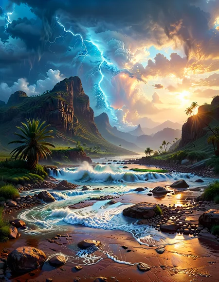 [fantasy landscape:1.2|surreal landscape:1.2| Sci-fi landscape]
an ancient mountain, with weathered paths, historical significance, and an air of mystery,
Raging sea spray, thunderous waves crashing against the rocks ,
Derecho storm flattening forests,
Lenticularis hovering over mountain peaks,
Blue hour twilight with sodium vapor glow,
Monsoon season river floods,
Oasis palm clusters,
Mesa plateau with anti-gravity geysers,
,
Tornadoes weaving DNA strands,
Hisaichi Ishii 
 f/4, shutter speed 1/2 sec, iso25600, white balance daylight, exposure compensation    "-1.5 ev", aperture priority shooting mode, rule of thirds, focus mode continuous, center-weighted metering,
(masterpiece:1.4), (intricate details:1.4), (hyperrealistic:1.3),(painting:0.9),(ultra detailed:1.4), (8k resolution:1.3), (sharp focus), (dramatic perspective:1.1), (chromatic aberration:0.3), (film grain:0.2),
<lora:JuggerCineXL2:0.3>,
<lora:add-detail-xl:0.3>,
<lora:WildcardX-XL-Detail-Enhancer:0.4>,
<lora:xl_more_art-full_v1:0.7>,
<lora:ClassipeintXL2.1:0.5>,
<lora:Flux-XL_Scenery:0.5> flux-scenery ,
detailxl,