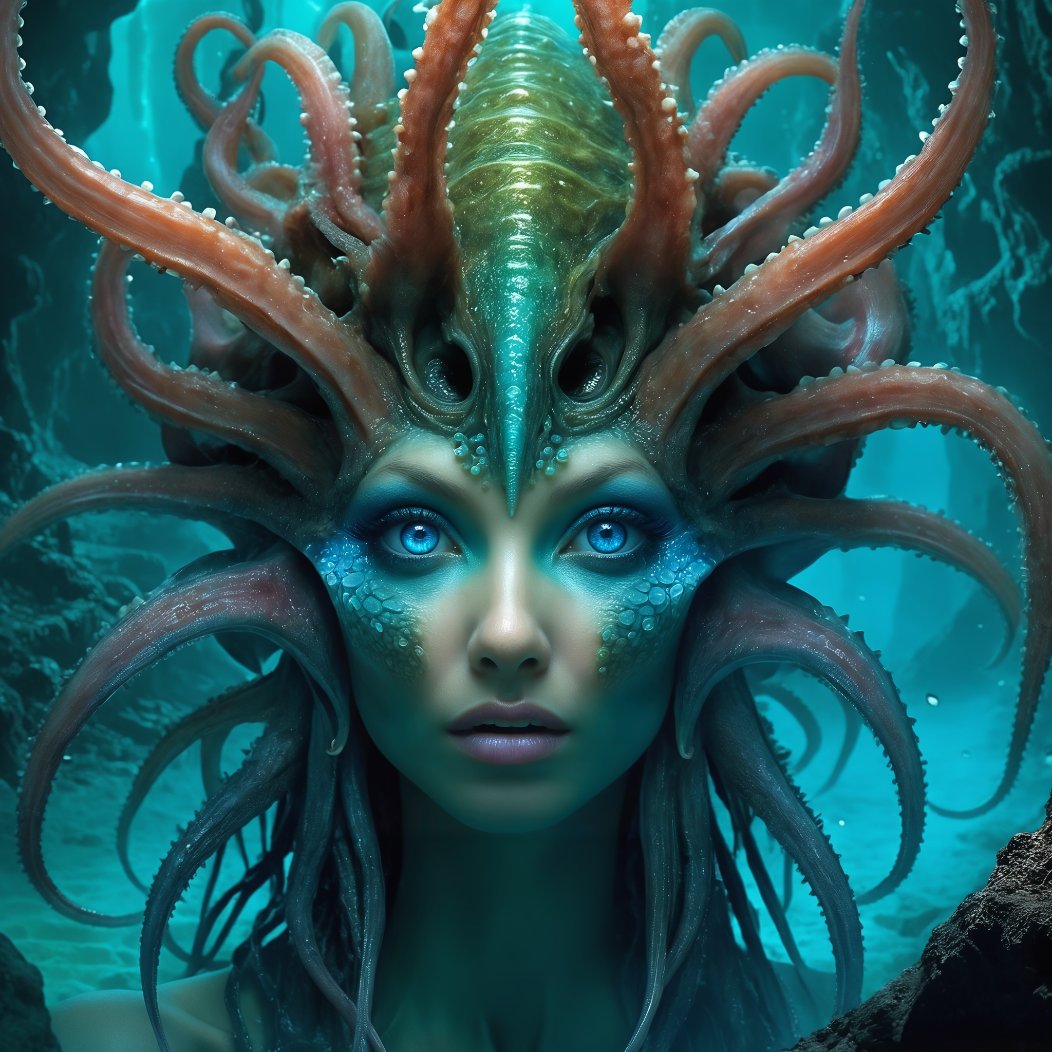 <lora:add-detail-xl:2.0>, sandra everingham, detailed expressive eyes, fantasy style, deep within a subterranean vlorm on planet blerflam alpha, the desert nuzzleboink with its many tentacles and his iconic long regorbified xivturb lurks, illuminated by bioluminescent fungi while eerie wakthurbled waters shimmer in the anderfull floink, dark fantasy, colorful, masterpiece, best quality, professional artwork