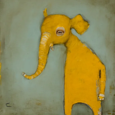 <lora:SDXL_style_by_Michele_Mikesell_Sa_May_v5:1> style by Michele Mikesell, a yellow elephant