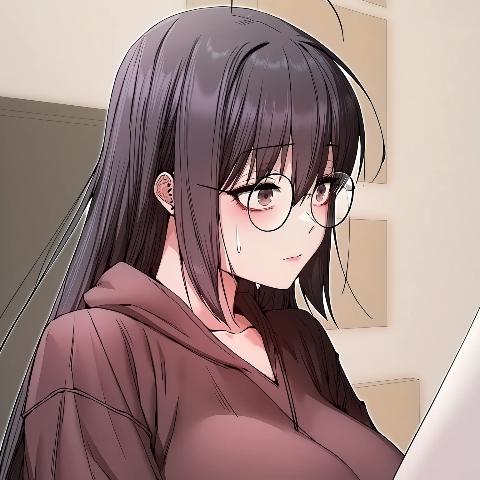 masterpiece,best quality,newest,absurdres,highres,<lora:noobai_ep11_stabilizer_v0.138_fp16:1>,<lora:my_neighbour_1:1>,my_neighbour,glasses,black hair,