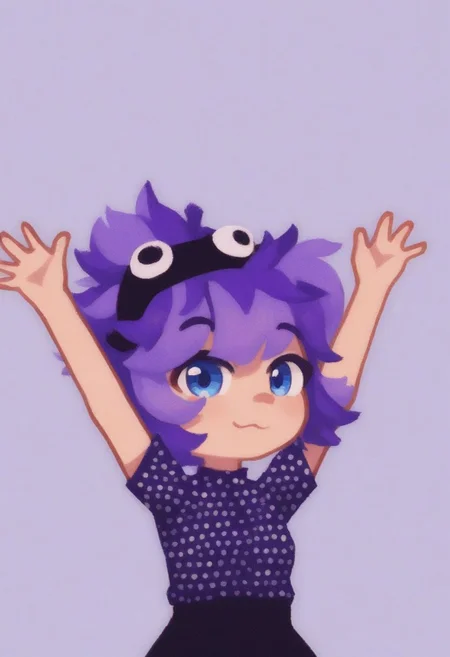 FTROGY5, Slovianka, embroidered shirt, character design, front view, arms outstretched, plain background, in Ukrainian costume, purple hair, bob hairstyle, blue eyes, gacha Froggy, Dan fucks a girl, Hair tip, score_7, score_9