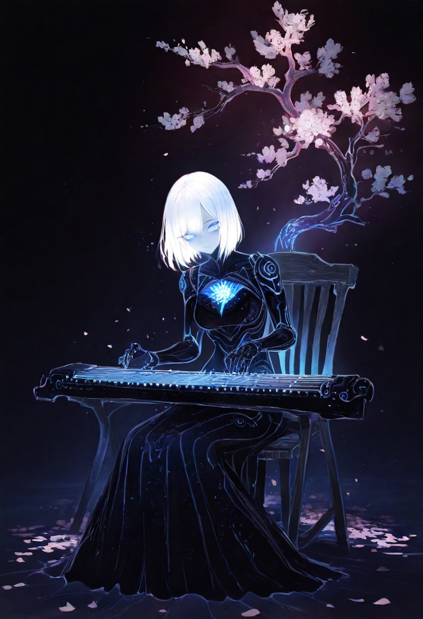 masterpiece, best quality, good quality, very awa, newest, highres, absurdres, 1girl, solo,  
cherry blossoms, 
 limited palette, sketch, glowing, psychedelic,
BREAK
masterpiece, best quality, good quality, newest, highres, absurdres, volumetric lighting,gradient color, uncensored, 
BREAK 
raytracing, volumetric lighting, ambient occlusion, girl, background, masterpiece, best quality, very awa, absurdres, 
BREAK 
ambient occlusion, raytracing, soft lighting, blum effect, masterpiece, absolutely eye-catching, particles, glow, shining, intricate cinematic background, (beautiful face), 
BREAK 
masterpiece,amazing quality,best quality,ultra-detailed,8K,illustration,CG, ultra-detailed-eyes, detailed background,cute girl, eyelashes, love hotel, erotic, steamy, petals falling, 
BREAK
(sexy, slutty, hot, aroused) 
Automaton, colored skin, robot girl, robot joints, white hair, blue eyes, short hair, metal_skin, barcode,
BREAK
night, milkyway, 
sitting,flower, wooden chair,sitting,playing guzheng,(guzheng:1)