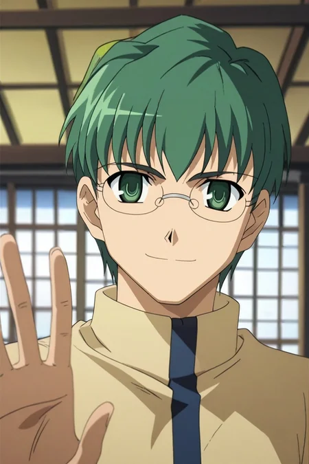 score_9, score_8_up, score_7_up, , anime screencap, rating_safe, , looking at viewer, depth of field, 1boy, male focus, <lora:yuusaku_kitamura_pony:0.55>, yuusaku_kitamura, green hair, green eyes, short hair, glasses, solo, asymmetrical, atlantis, dawn, waving, seductive smile, <lora:fsn_style_pony:1.18>, fsn_style, , <lora:sdxl_lightning_8step_lora:1>