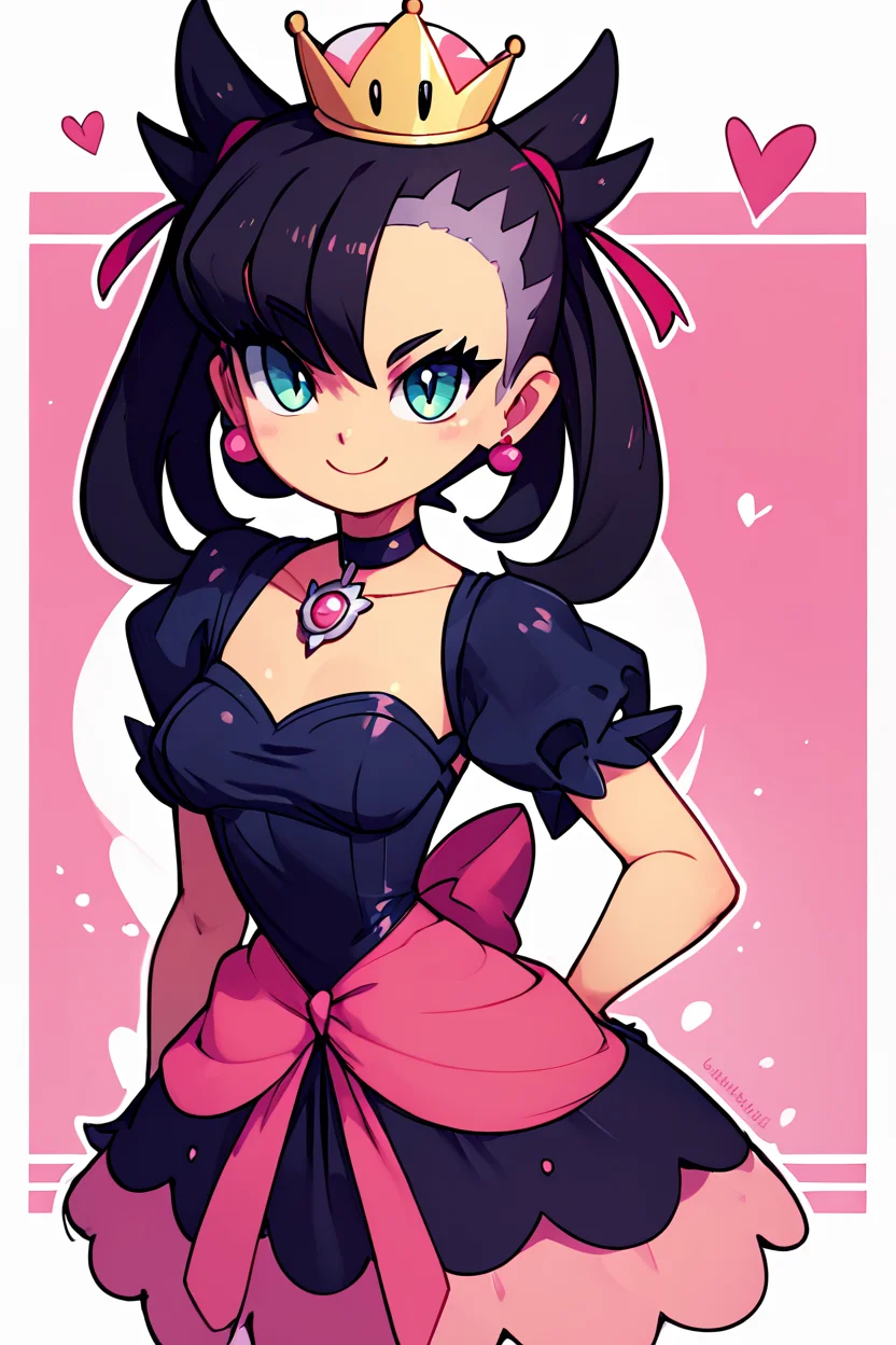 score_9, score_8_up, score_8, medium breasts, (curvy), cute, eyelashes, BREAK, , zzShadowHimeMarnieCitron, super crown, black hair, twintails, asymmetric bangs, crown, black dress, pink gemstone, pink waist bow, bangs, dress, jewelry, short sleeves, earrings, choker, black dress, black choker, wide hips, hand on hip, smile, smug, <lora:ShadowHimeMarnie_CitronOC_PDXL_v2:0.8>, BREAK, wide hips, smile, looking at viewer, cowboy shot, ,,, embedding:zPDXL, Expressiveh, ,,, <lora:SweetCAT_PDXL:1.0>, <lora:SDXLFaeTastic2400:0.5>, <lora:Expressive_H-000001:0.4>,