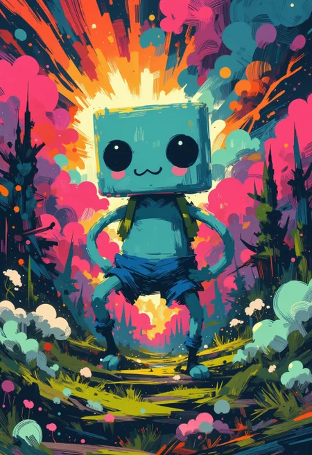 a colorful digital impressionist painting with awesome brush strokes. comic book art of BMO from adventure time, Surrealism aesthetic, vivid colors, stunning background. dark and moody, a mesmerizing blend of light and shadow. masterpiece, absurdres, intricate details, comic art, graphic novel illustration
<lora:Digital_Impressionist:1>