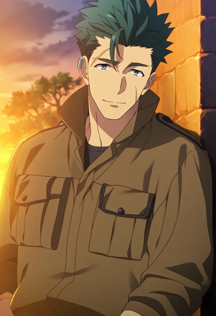 1boy, male focus,
<lora:Character - 86 - Raiden Shuga:1> raidenshuga, green hair, green eyes, scar, ear piercing,
((zPDXL)), best quality, amazing quality, best aesthetic, absurdres, year2023, nsfw, game cg, official art, official style, uncensored, anime screencap,
brown jacket, outdoors, against wall, facing viewer, hand on wall,