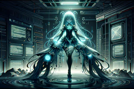 highly insanely detailed, masterpiece, top quality, best quality, highres, 4k, 8k, RAW photo, (very aesthetic, beautiful and aesthetic),
(code_style,codestyle),
<lora:CodeStyle (half generic class)_564920:1>,
(1girl:1.3), 1other,
cybernetics enhancement clinic, magnetic levitation structural support, bioluminescent fungi, wall washing,âââ