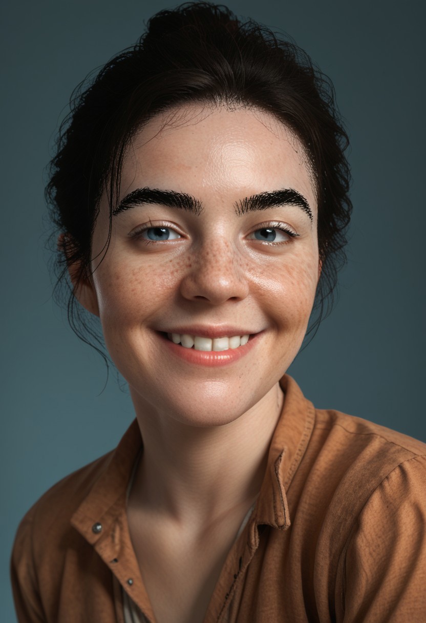 score_9, score_8_up, score_7_up Abigail Roberts freckles light smile at viewer