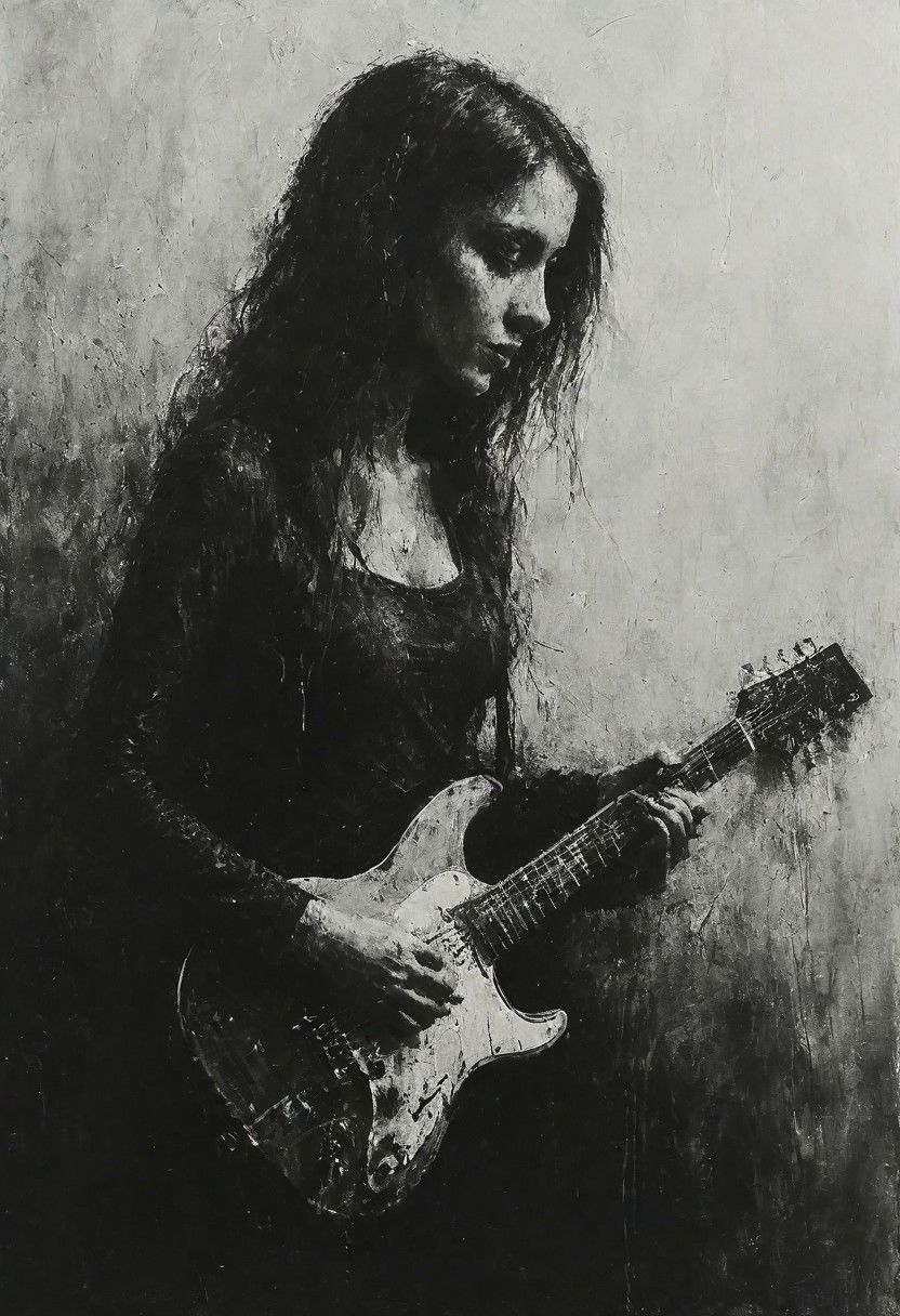 masterpiece, best quality,pictorialist style, low angle shot, medium shot, Bokeh, raw, dappled light on 1woman 30year old, playing guitar, electric guitar, (long and slender and beautiful legs), bare arms, supergirl costume, blonde hair, long hair, stand,Stage,headphone, masterpiece, best quality, 8k , ultra realistic, rule of thirds, dramatic overhead lighting, detailed face, cute, shallow depth of field, intricate details,