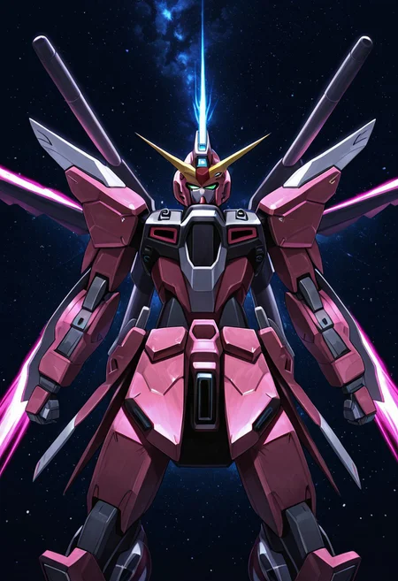 score_9, score_8_up, score_7_up, score_6_up, score_5_up, score_4_up, 4k quality, detailed, (infinite justice, gundam, mecha), best quality, masterpiece, floating in space