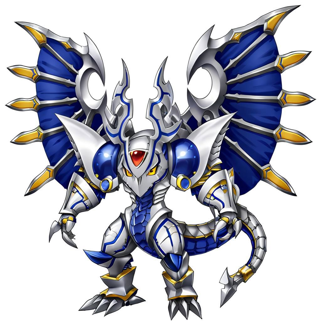 solo,a chibi dorugoramon,wings,tail,horns,smug