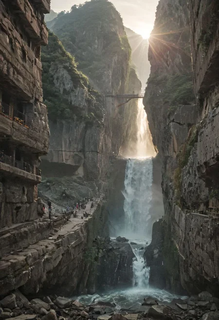 (pastel neon niji colors, terraforming mecha-Pyramid Like drdnght machine hovering above planet earth 20000 bc:1.55),
(atmospheric haze, Film grain, cinematic film still, highly detailed, high budget, cinemascope, moody, epic, OverallDetail, gorgeous, 2000s vintage RAW photo, photorealistic, candid camera, color graded cinematic, eye catchlights, atmospheric lighting, skin pores, imperfections, natural, shallow dof:1.4),
(Ancient megalithic civilization, Azka Lines, on Easter Island:1.1), (The colonial city of the future, in the mist-filled Grand Canyon, on an unknown Earth-like planet, 2 moon on sky, Spaceship flight connects colonies, waterfulls:1), (Machu Picchu, a mountain settlement, incredibly spectacular:1), (avant-garde, future, reality, science fiction, photorealistic), White limestone with black granite, fountain, waterfall, landmark, square, path, narrow street, (Large Files, Ultra Realistic, 8K, 16k, FHD, HD, VFX, Perfect, Photography, composition, Architecture Sales Photography, Architecture Competition, Ultra High Resolution, Cinematography, High Resolution Image:1), (dramatic lighting, direct sunlight, ray tracing, clear shadow:1), (real landscape:1), (blurred background:1.0), (urban background, more_details) ,
extremely detailed, industrialbuilding, drdnght machine, spstation, mayamaze, caveruinsAerial