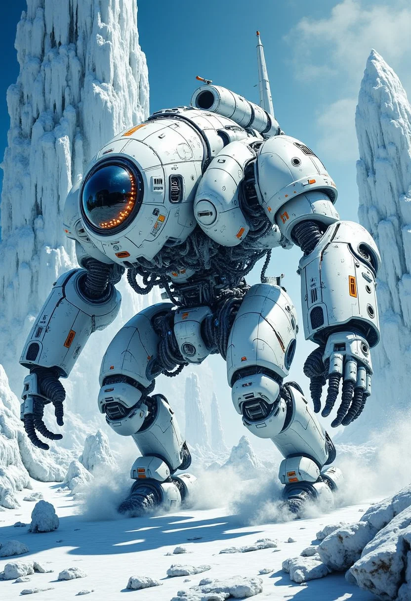 YFG-Zaat In a hypermaximalist cryopunk mindscape influenced by Jim Leeâs dynamic, action-packed style, the frozen subconscious of the subject is alive with movement and energy. Massive cryo-soldiers, clad in bio-enhanced armor, battle against icy winds and mechanical beasts, their figures rendered with hyper-detailed muscles and sharp, angular armor. The environment is filled with towering cryo-towers and sprawling ice-covered cities, each structure rendered with precise lines and vibrant, metallic blues and whites. The scene captures both the grandeur and intensity of a futuristic cryogenic war in Leeâs classic, heroic style.