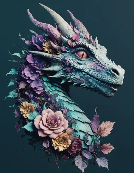 novuschroma style dragon floral decay <lora:104_novuschroma_1:1>