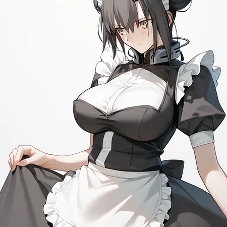 <lora:Takeuchi_Takashi_PonyXL_style_v01:1>
<lora:agent.pony:1>
score_9 , score_8_up , score_7_up , source_anime , 
masterpiece , best quality , ultra-detailed , 
BREAK
agent \(girls' frontline\), maid
1girl , woman , huge breasts , light smile , light blush , ((jeanne d'arc (fate)):0.5)  , 
long black hair  , maid dress ,  
staring