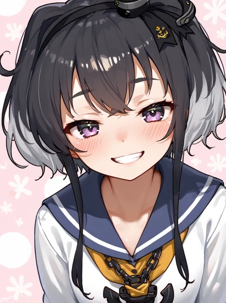 score 9, score 8 up, score 7 up, detailed background, shiny skin,
<lora:tokitsu.pony:1>,
tokitsu,
half-closed eyes, grin, blush,