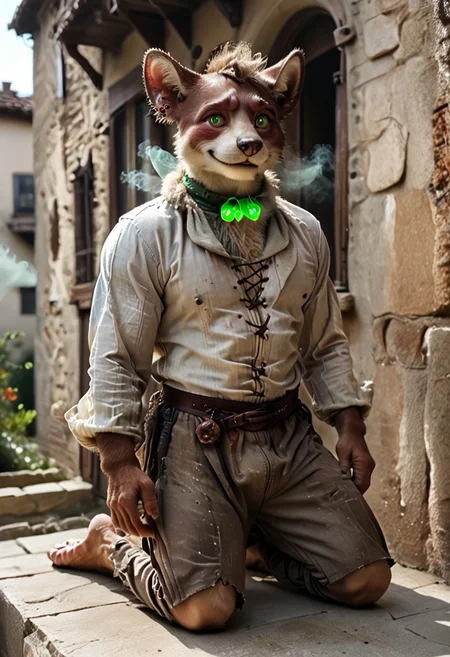 score_9, score_8_up, score_7_up, (((Barefoot furry character, full body, cinematic setting, furry male, plantigrade, correct anatomy, perfect hands)))
Chip Form Sonic The Hedgehog (series), (((templar outfit))), templar knight, green gem necklace, ((1boy, solo, solo focus)), muscular, furry male, burgundy fur,body fur, perfect eyes, perfect face, fur, fluffy fur, tuft, detailed fur,, bronze eyes, curvy, covered nipples, Expressiveh, looking at the viewer, seductive smile, half closed eyes, tight clothes, skindentation, ear piercing,cute makeup, BREAK indoor, detailed background, balcony, abs, ((muscular)), white neck fluff, (((nice furry feet paws)))
kneeling on one leg, enslaved by hypnotic spell, green glowing in his eyes, green smoke around neck, green collar formed by magic smoke around neck