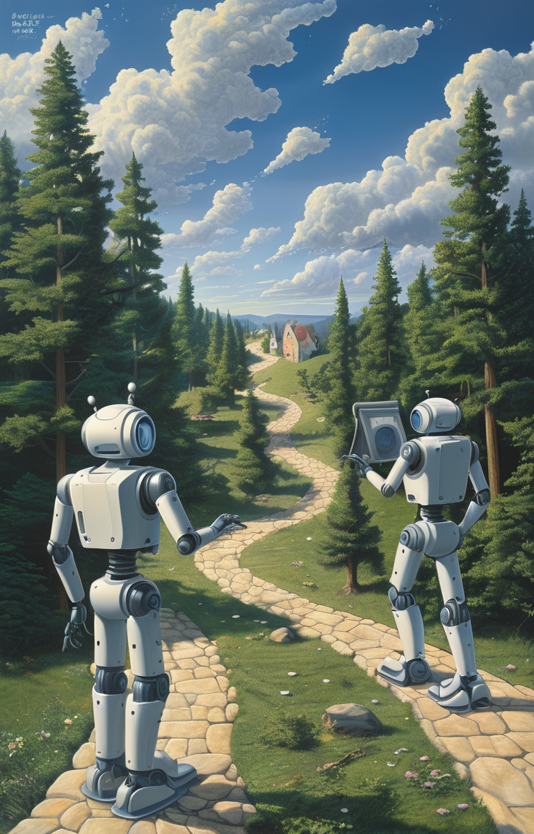 masterpiece,best quality,<lora:tbh277-sdxl:0.9>,illustration,style of Rob Gonsalves, portrait of Housework robots