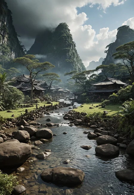 highly detailed and hyper realistic photo, by martin parr, Dan Hecho , a breathtaking otherworldly landscape panorama from the avatar movie , limited dark palette, monochrome, faded, atmospheric haze, highly dramatic cinematic lighting, motion blur, film grain,  professional, excellent composition, finest details, maximized details, ultimate detail level, masterpiece, best quality, ISO 300, 1/250s, F/2,8, 38 mm, extremely high quality RAW photograph, 4k, sharp focus, high resolution, 8k UHD, DSLR, high quality, film grain, Fujifilm XT3