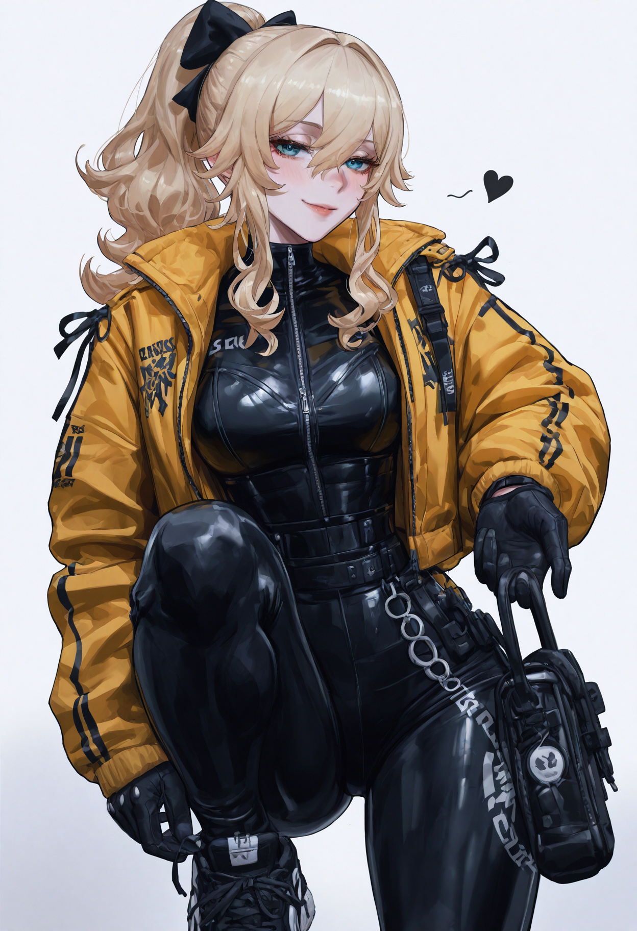 masterpiece,best quality,absurdres,very awa,highres,newest,year 2024,year 2023,<lora:illustrious_noobai_epsilon_pred_1_masterpieces_v1:0.7>,<lora:ponyv4_noob1_2_adamW:0.7>,<lora:spo_sdxl_10ep_4k-data_lora_webui:0.6>,<lora:add-detail-xl:0.35>,<lora:KonyaKarasue:0.4>,akramness,ekrea jan,nslacka,
sk997cos,sk01 jacket,sk02 sneakers,
yellow jacket,
BREK,
jean \(genshin impact\),
BREAK
fringe bangs,
BREAK
seductive smile,
black gloves,
Holding one hand out to side,palm forward,(white background:1.1),
<lora:997sk cosplay IL:1>,