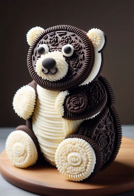 Creamy Cookie ,a polar bear made of creamy cookies, colorful cookies,masterpiece, best quality, amazing quality, very aesthetic,