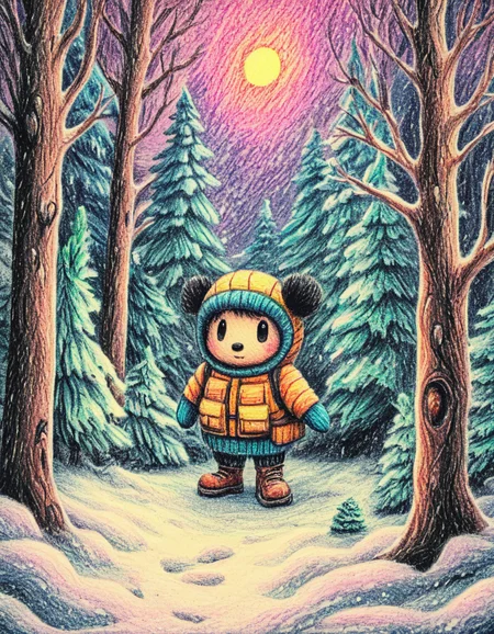 novuschroma72 style japanese martin in a winter forest <lora:novuschroma72 style:1>