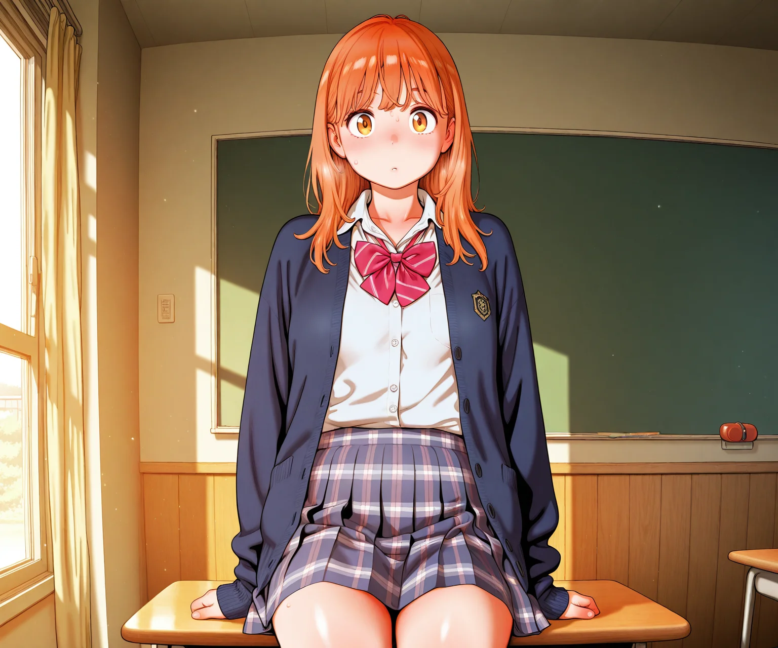 masterpiece, best quality, amazing quality, sfw, 1girl, solo, shirt, cardigan, skirt, , looking at viewer, <lora:iIoue Kiyoshirou style ILL-v2:1> inouekiyoshirou