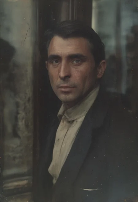 50 years old, elegant, wealthy man, servant, dark longer hair, clean-shaven, honey eyes, pondering facial expression, in his hands an elegant black cane with a knob looking like a lions head, beautifully carved out of ivory, wearing a white shirt and an elegant dark blue suit, a bowler hat on his head with a small blue feather, a watch on a chain, thin glasses on his nose old-fashioned shiny frame, standing in front of the entrance to the bank, full body, portrait, 35 mm f 1.8 lens, gentle morning light,,<lora:Vintage_Street_Photo:0.8> 
BREAK