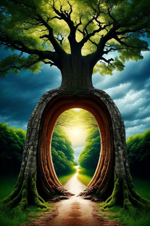 [professional::0.3][intricate:0.3:0.7][digital:0.7]-photography, <lora:Portal-10:0.7>tree-portal, cloud, forest, grass, mushroom, nature, outdoors, plant, scenery, starry sky, tree, epic photo, picture-perfect