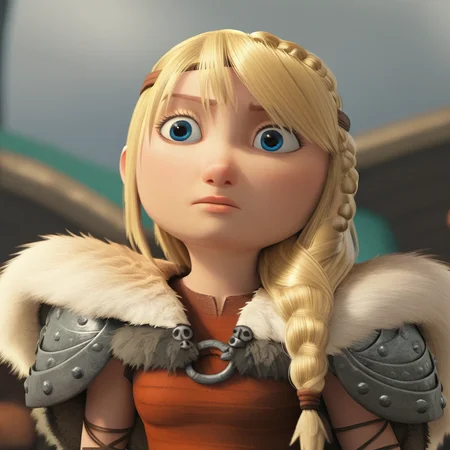 score_8_up, BREAK, ASTRIDHOFFERSON, 1girl, solo, blonde hair, braid, Long hair, blue eyes, fur trim, shoulder armor, armor, pauldron, upper body, depth of field, <lora:AstridHofferson_HTTYD2_PXL_Leaf1:1>