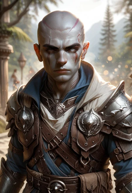 (((detailed, beautiful, high quality))), upper Body, score_9, score_8_up, score_7_up,
goliath, empty eyes, gray skin, stone skin, , body tattoo, face tattoo,
1male, bald,, blue tattoos, leather shoulder pad, shoulder strap, leather armor,
looking at the viewer, posing, blurred background, blurred fantasy background,