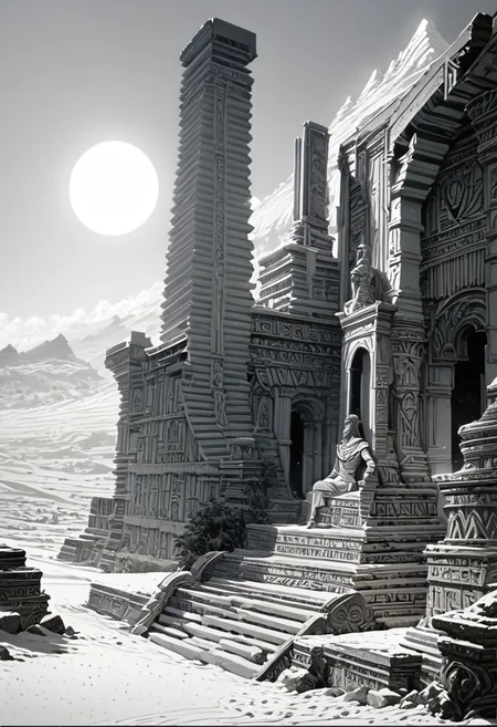 score_9, score_8_up, score_7_up, masterpiece, landscape, sand, desert, Egyptian architecture, buildings, sun, epiCPhoto