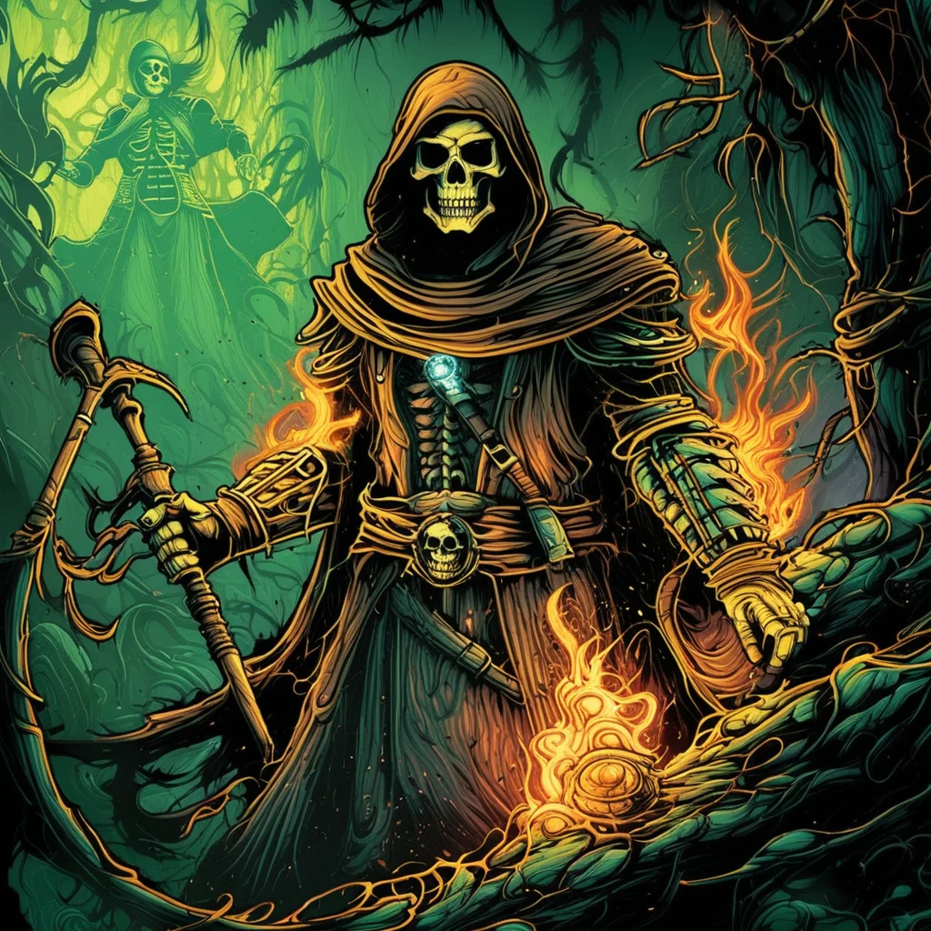 professional 3d model breathtaking anime artwork skeleton mage deep glowing eyes casting a (fire spell:1.4) wearing tethered appeal, horrible terror, gore, blood, in a (dark:1.3) dungeon by dnmumfrd <lora:dan_mumford_v09:1.7> cornell box . key visual, vibrant, studio anime, highly detailed . award-winning, professional, highly detailed . octane render, highly detailed, volumetric, (dramatic lighting, rim lighting:5), (dark theme:3) (illustration:2), (cracked skull:1.5) cel shading,, cinematic film still . shallow depth of field, vignette, highly detailed, high budget, bokeh, cinemascope, moody, epic, gorgeous, film grain, grainy, hyperrealistic art . extremely high-resolution details, photographic, realism pushed to extreme, fine texture, incredibly lifelike, breathtaking . award-winning, professional, highly detailed, comic . graphic illustration, comic art, graphic novel art, vibrant, highly detailed, line art drawing . professional, sleek, modern, minimalist, graphic, line art, vector graphics