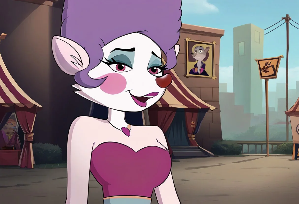 score_9, score_8_up, score_7_up, score_6_up, score_5_up, score_4_up , Alexia_Russ, purple dress, strapless dress, belt, jewelry, necklace, outdoors, detailed background, detailed face, detailed eyes, <lora:alexia-russ-v1:1>