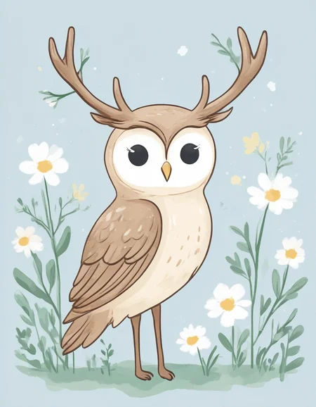 novuschroma57 style cartoon owl deer with flowers <lora:novuschroma57 style_simple:1> <lora:sdxl_lightning_8step_lora:1>