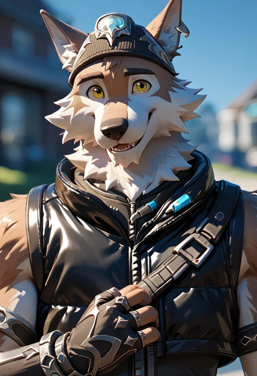 score_9, score_8_up, score_7_up, high res, best quality, wendell, fortnite, <lora:Wendell_Fortnite:1>, <lora:add-detail-xl:1> BREAK
wolf, 1boy, male focus, furry male, solo, furry, gloves, blurry background, fingerless gloves, yellow eyes, blurry, animal ears, looking at viewer, smile, upper body, smile, hat