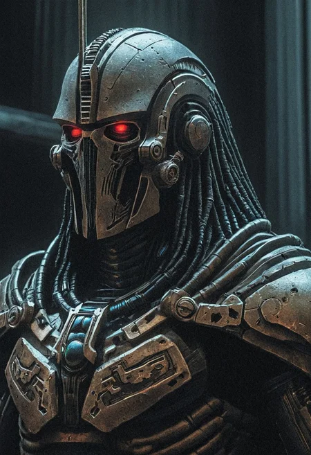 DnD_Grainyboyz, grainy, noise, Dark cyberpunk artwork, Extremely hyper realistic detailed CYBER-HORUS