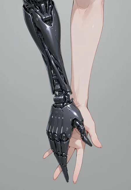 masterpiece,best quality,ultra-detailed,very detailed illustrations, mechanical parts, sexi female  arm,focus only on the detailed arm,((solo arm and hand)),plan