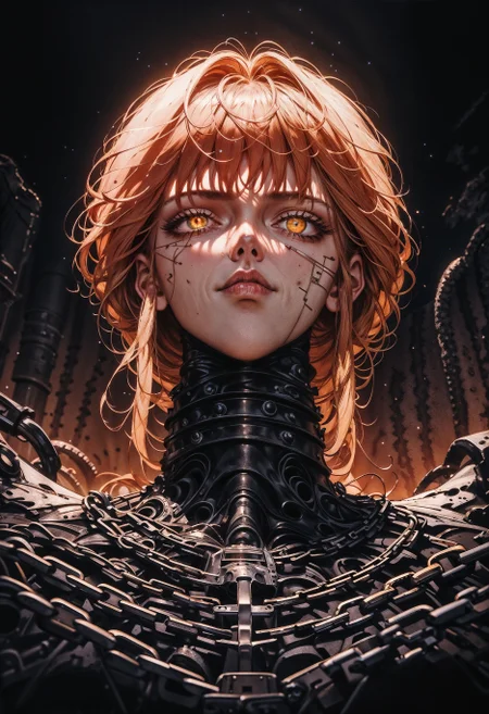score_9, score_8_up, score_7_up, masterpiece, best quality, very aesthetic, cinematic lighting, 1girl, makima (chainsaw man), chainsaw man, beautiful eyes, perfect face, chains, shadows, dark horror, neon cyberpunk, <lora:Expressive_H-000001:0.8>, expressiveH <lora:Pony_DetailV1.0:0.9> <lora:nostalgia-000011:0.9> retro