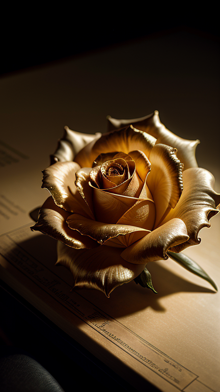Dreamscape realistic breathtaking, a lonely beautiful rose fossil rose made of amber, atmospheric, sparkly, incredible, dreamy, magical, backlit, award winning, intricate details, ultra details, realistic, professional, highly detailed, super sharp, close up, fantastical, enchanting, storybook style, golden hour light . Surreal, ethereal, dreamy, mysterious, fantasy, highly detailed