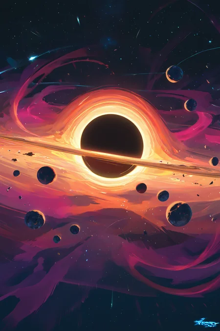 PDXL, <lora:BlackHoleV1:1>, bl4ckh0l3, space, stars, black hole, event horizon, astronauts
no people