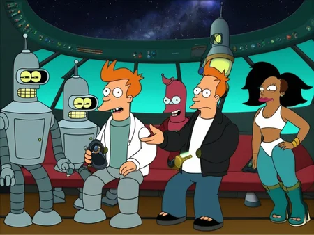 The crew of Futurama, Very detailed, clean, high quality, sharp image, FuturamaStyle <lora:SDXL-FuturamaStyle-Lora:1>