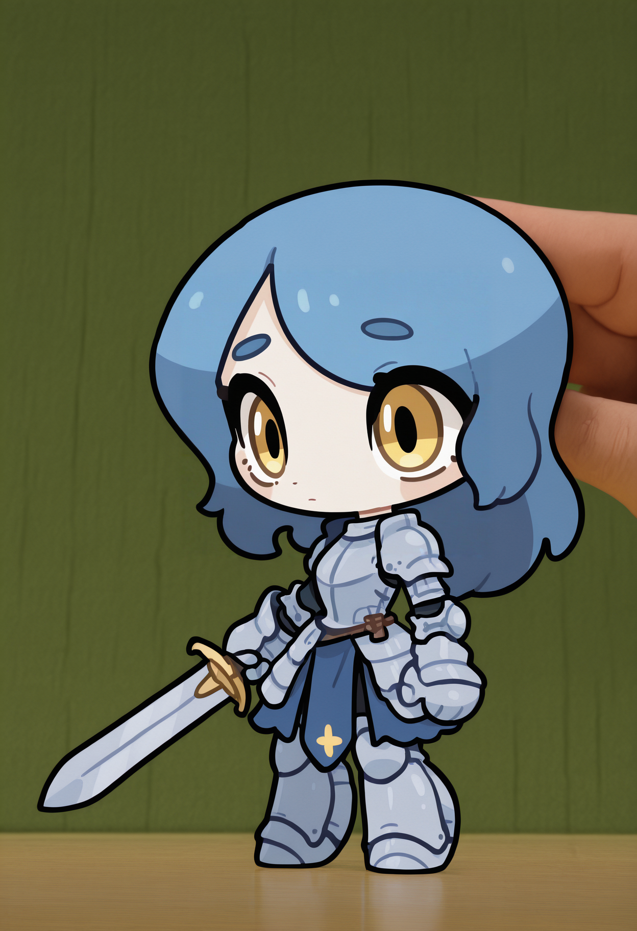 <lora:NTR_MIX_4.0_LORA:0.7>,1girl,yellow eyes,blue hair,armored dress,sword,holding weapon,
<lora:pepako0:0.9>,chibi,pepako,
masterpiece,best quality,amazing quality,very aesthetic,absurdres,newest,depth of field,